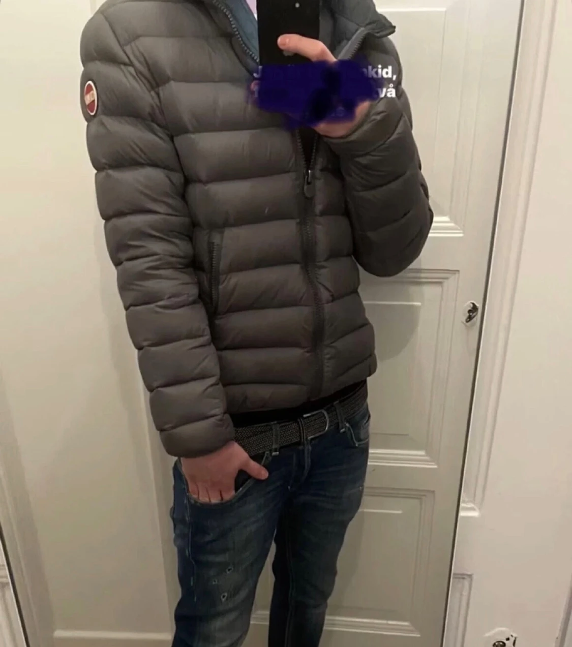 Grå Colmar pufferjacka med huva - 4