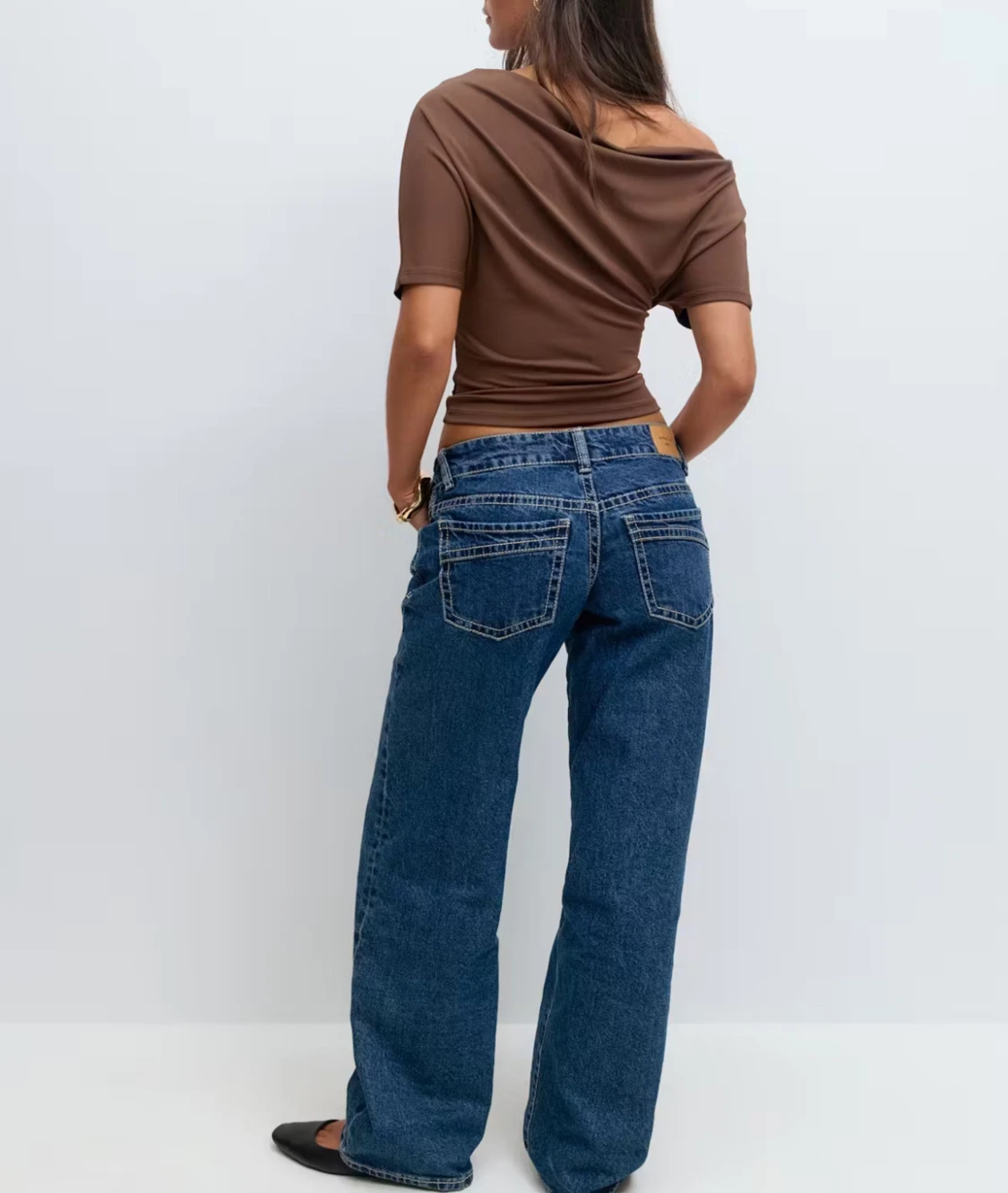 Blåa wide jeans med låg midja - 1