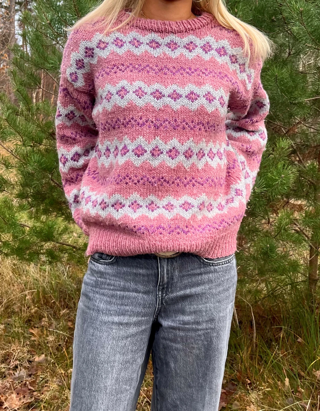 Rosa stickad tröja - 2