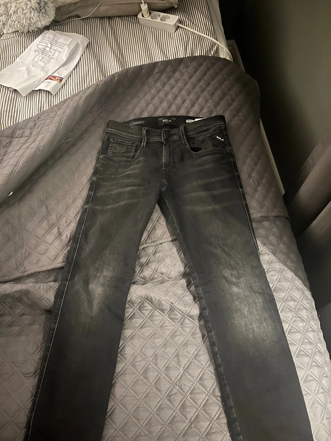 Replay Anbass svarta slim jeans