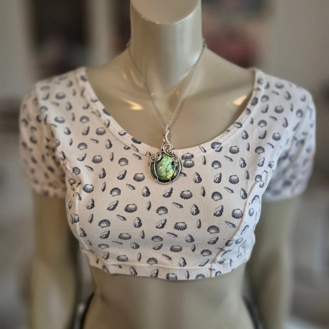 Vit och blå croppad top * stl M