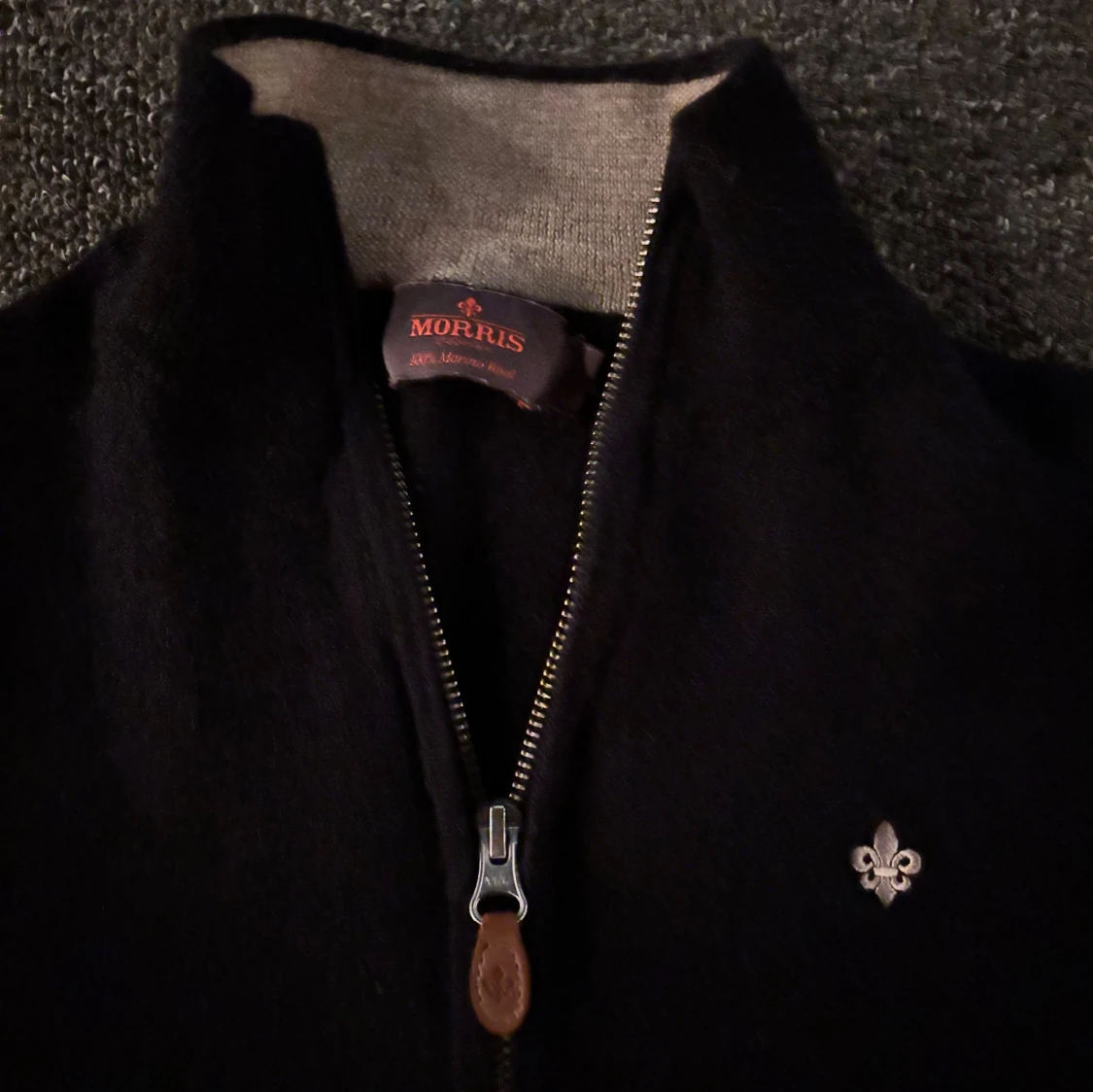 Mörkblå merinoull Zip-up från Morris - 3