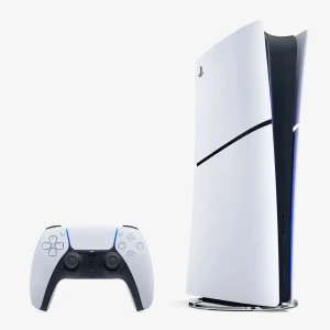 PlayStation 5 - Sony PlayStation 5 med original DualSense-kontroll. Konsolen har en modern design i vitt och svart, och ser ut att vara i mycket gott skick utan synliga repor eller skador. Perfekt för gaming med kraftfull prestanda och stöd för 4K-spel.