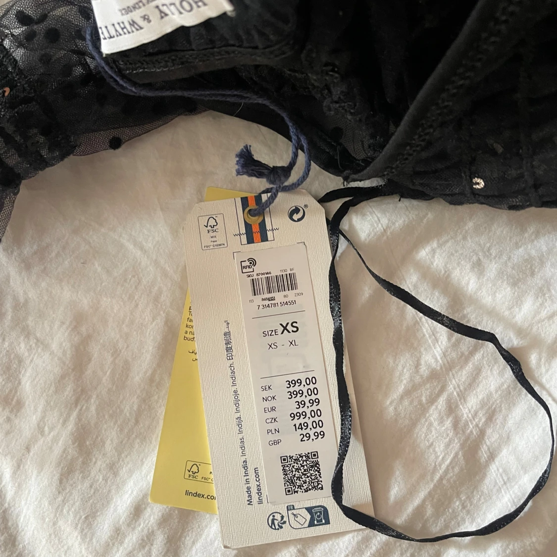 Svart meshblus med prickigt mönster XS - 3