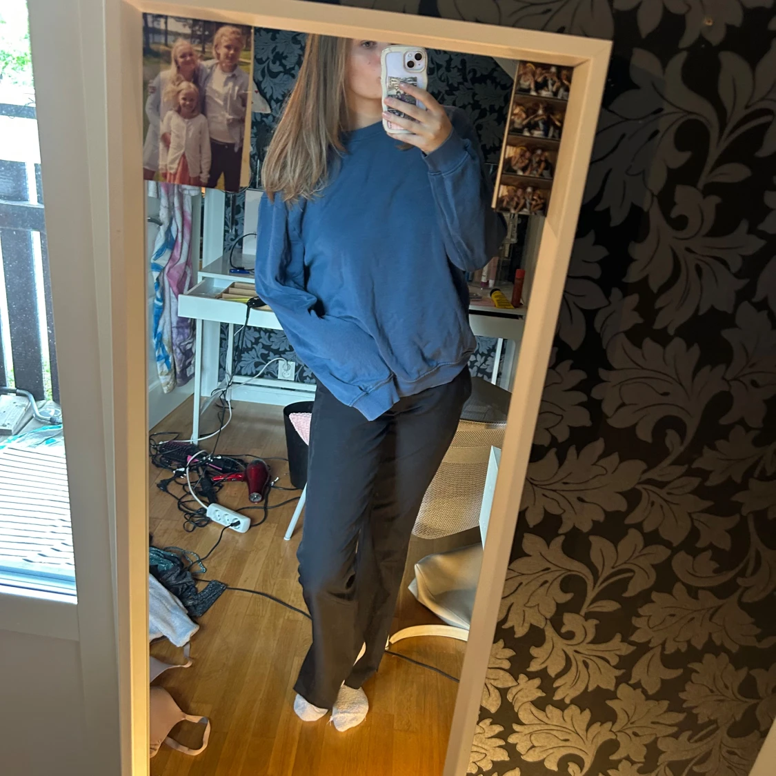 Blå basic sweatshirt i bomull - 2