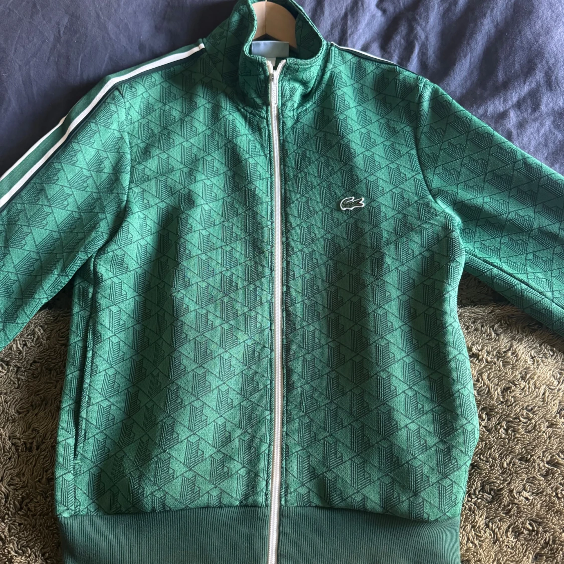 Lacoste zip tröja grön storlek s
