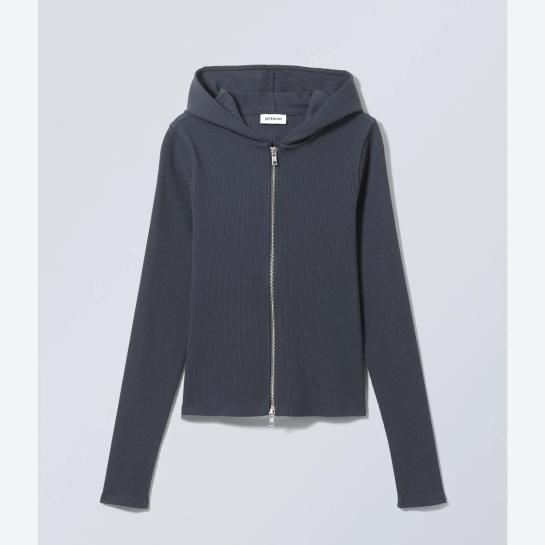 Mörkgrå tight hoodie med dragkedja Weekday