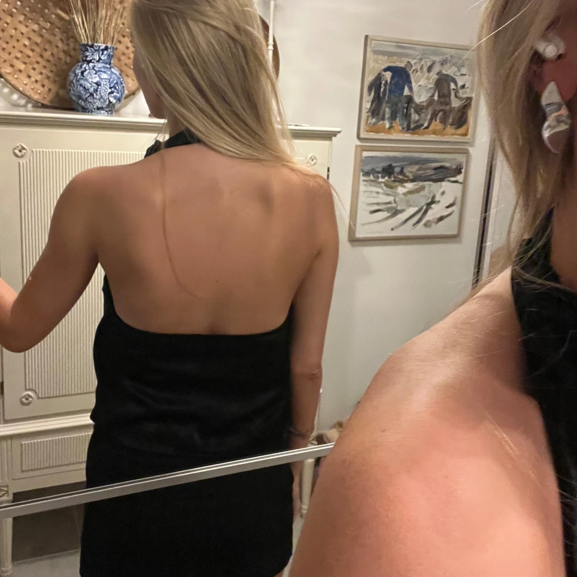 Svart omlott halterneck topp - 2