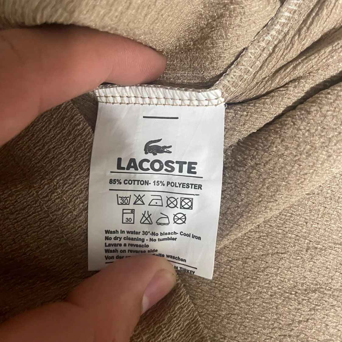 Beige ribbad t-shirt från Lacoste - 1