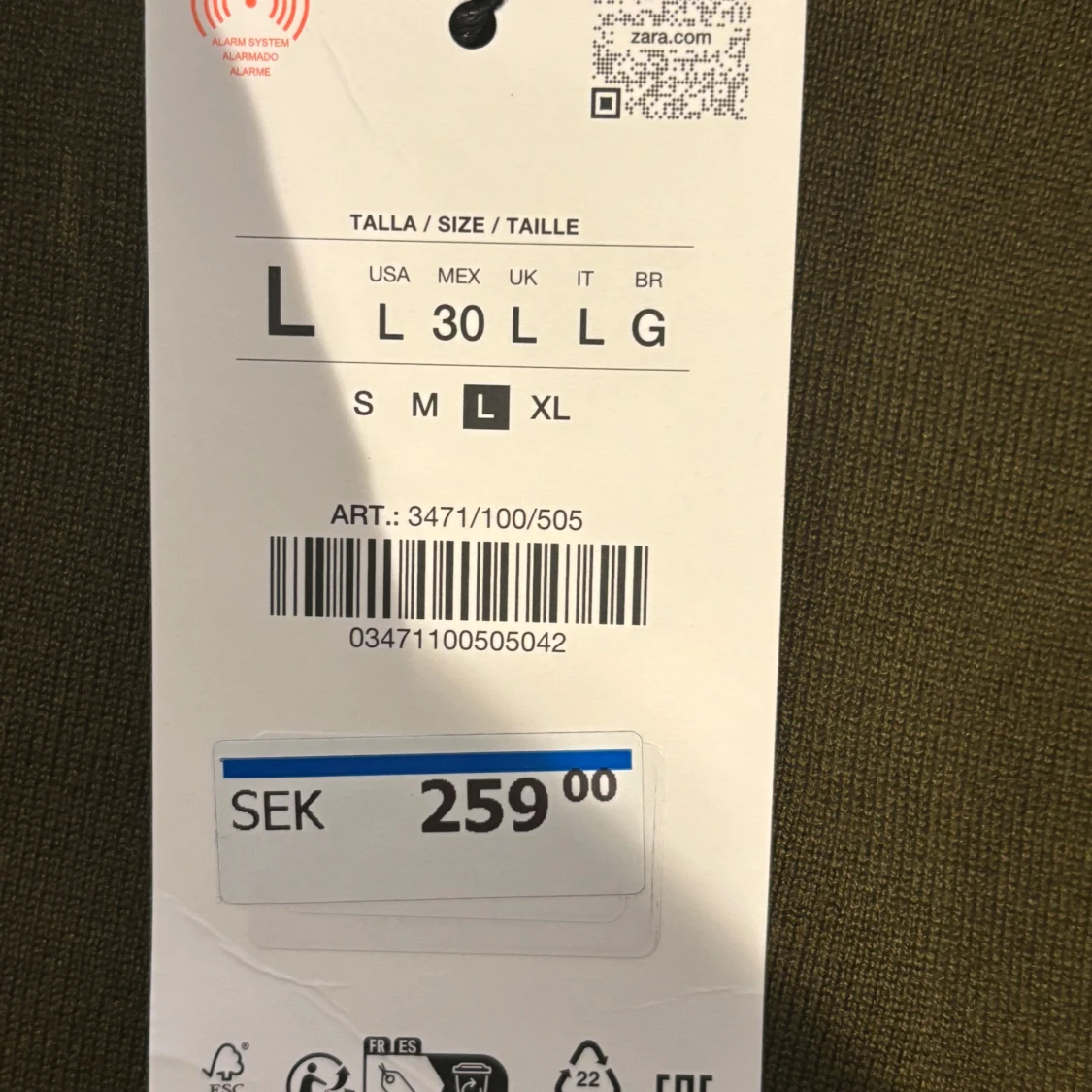 Olivgrön t-shirt från Zara, L - 3