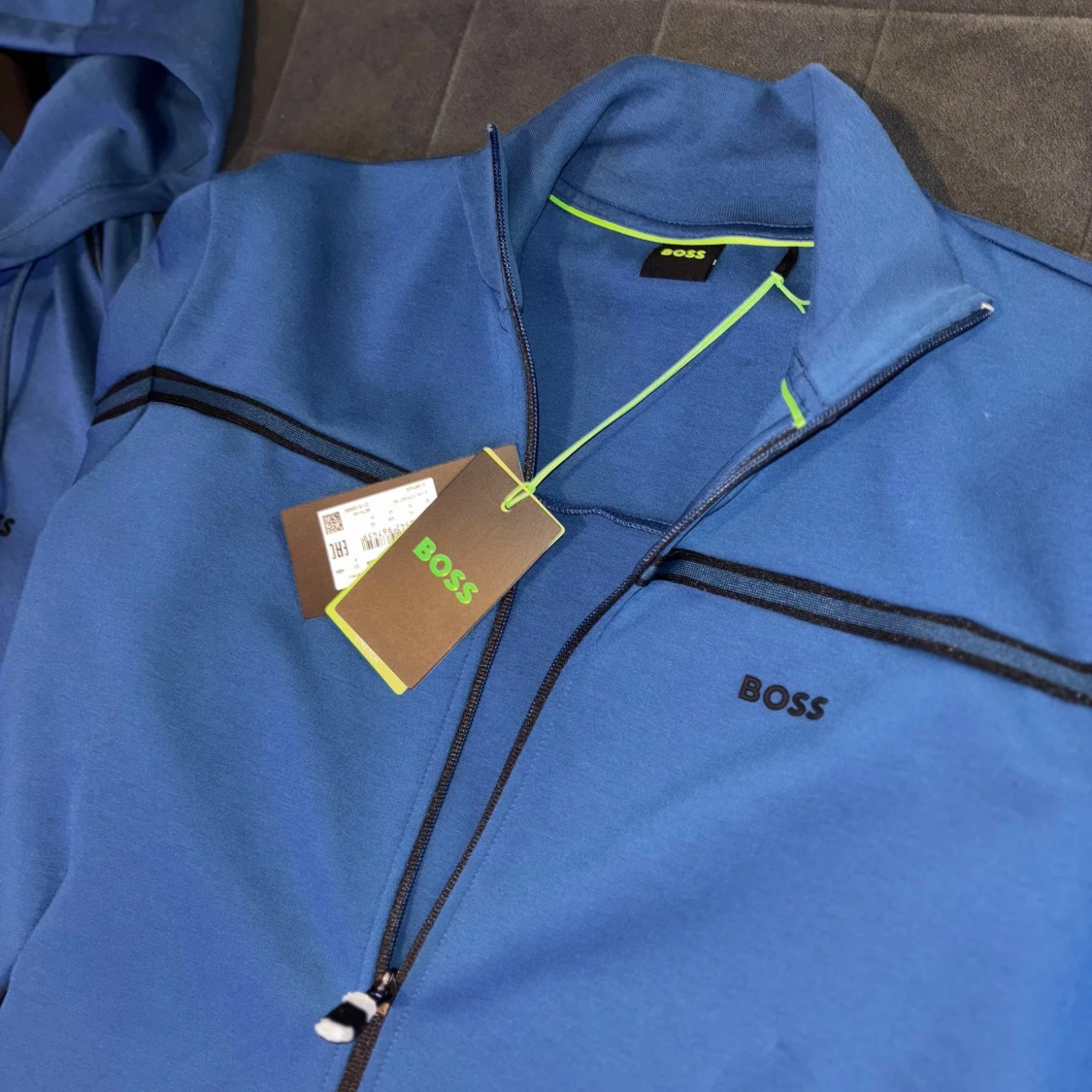 Blå zipjacka från BOSS med huva - 3