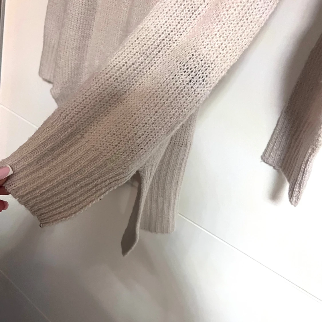 Beige stickad polotröja - 3