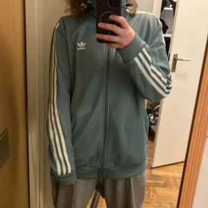 Adidas - En tröja jag älskar men som nästan aldrig använder längre. Passar bra på en man som har storlek Large, på mig är den lite oversize men jag gillar det. Två fläckar på den som inte går bort men syns knappt. Vet ej storlek men den är stor. Jag skulle gissa att det är L/XL herrstorlek. Den är  mintgrön men det syns inte i kameran tyvärr.
