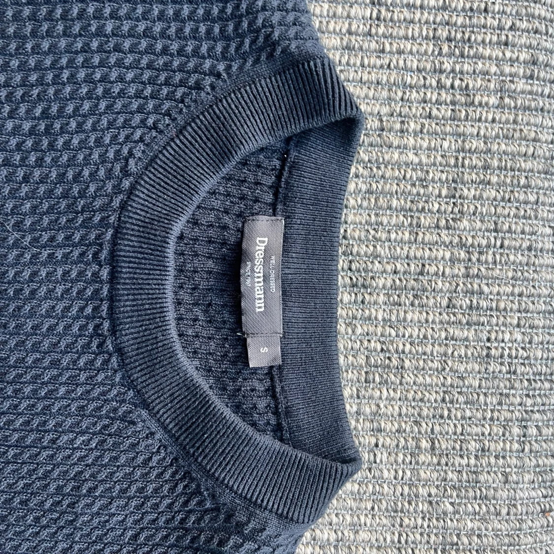 Mörkblå stickad tröja Dressmann S - 3