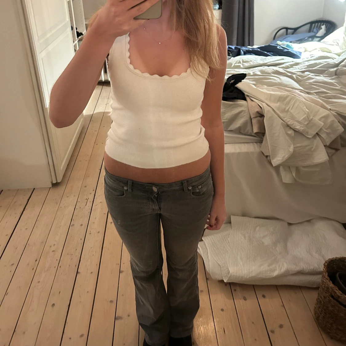 Grå bootcut jeans Low waist  - 3
