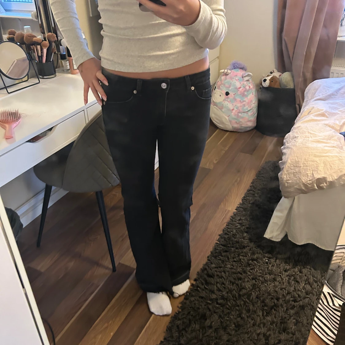 Svarta bootcut jeans låg midja - 1