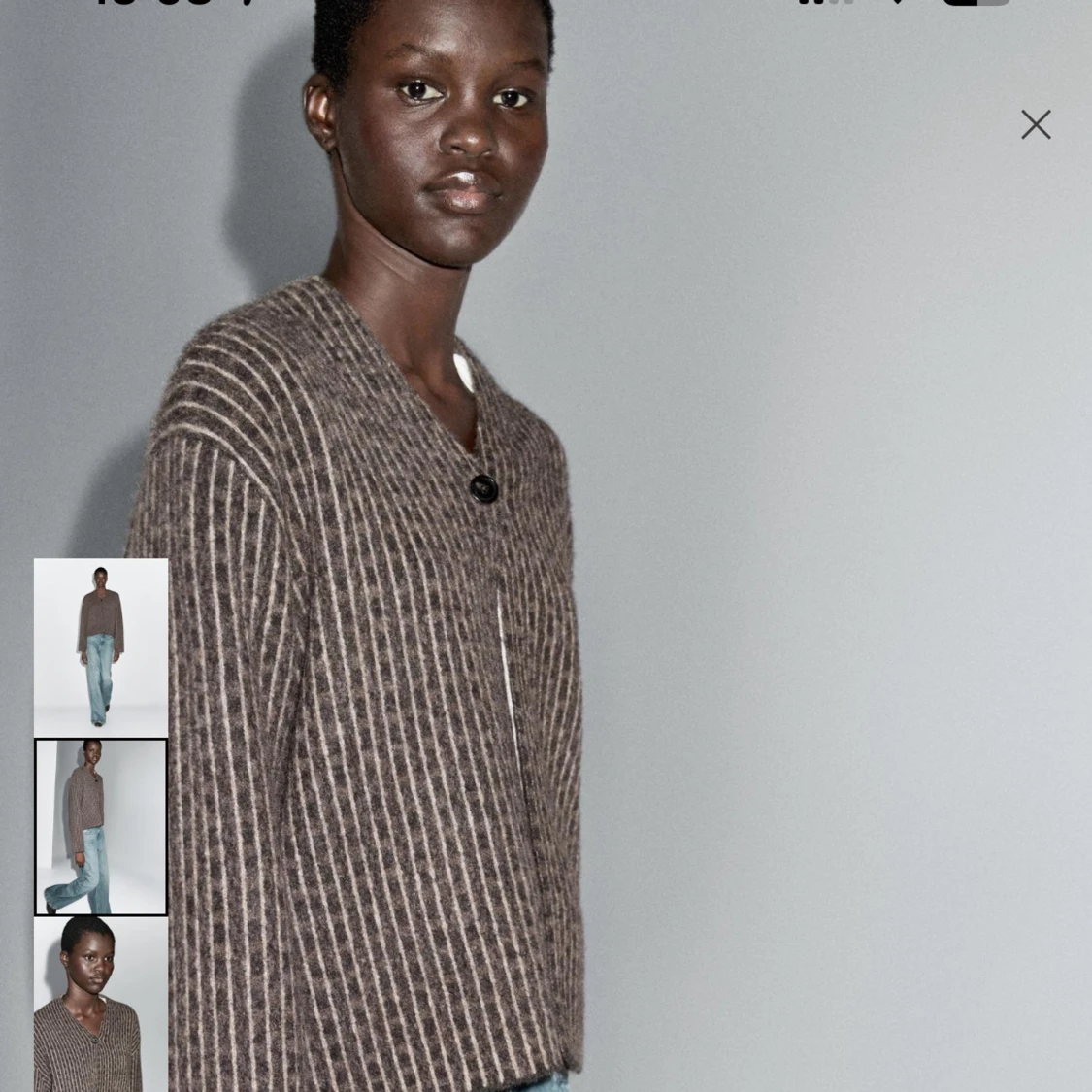 Randig brun kofta med v-ringning från Massimodutti  - 1