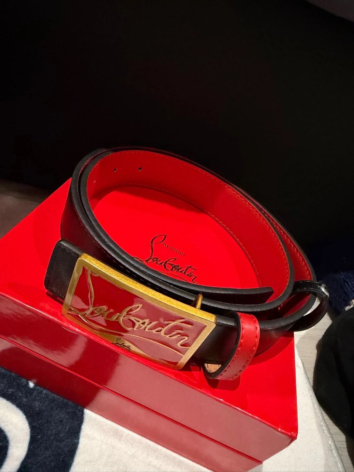 Louboutin black and red belt 110cm - 1