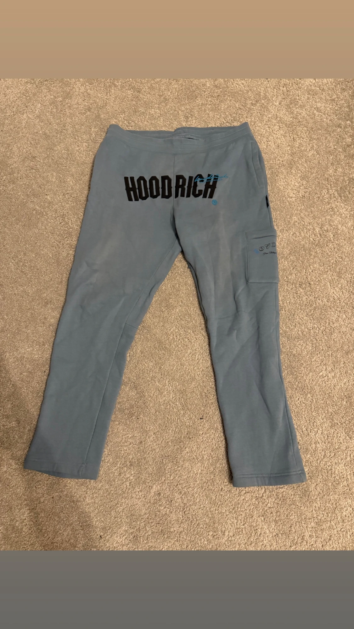 Blåa Hoodrich mjukisbyxor med ficka