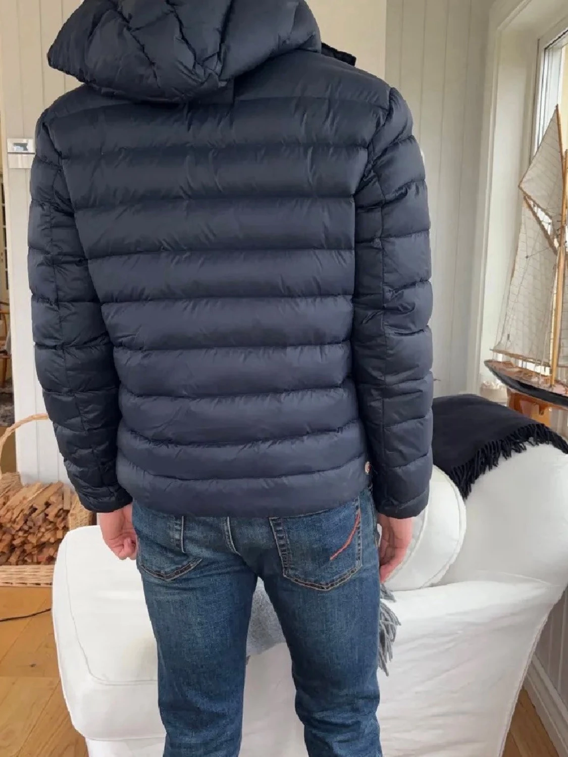 Mörkblå Colmar dunjacka med huva - 2