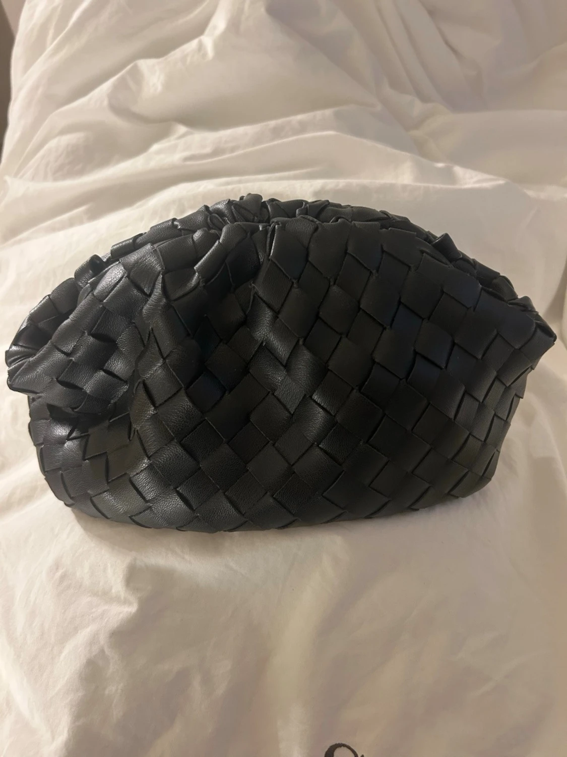 Svart flätad axelväska i skinn - 2
