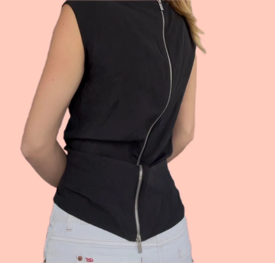 Svart sidenblus 100% silke/siden  - 3