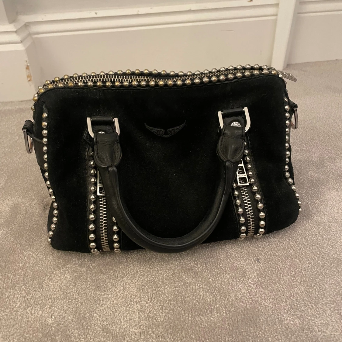 Svart handväska Zadig & Voltaire mocka