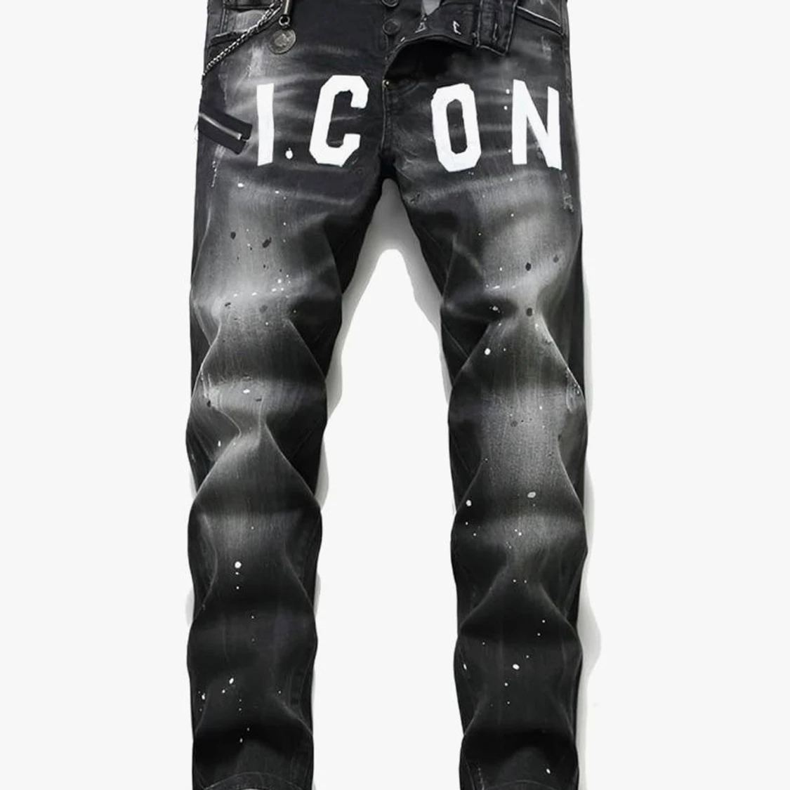 Svarta jeans med ICON-tryck