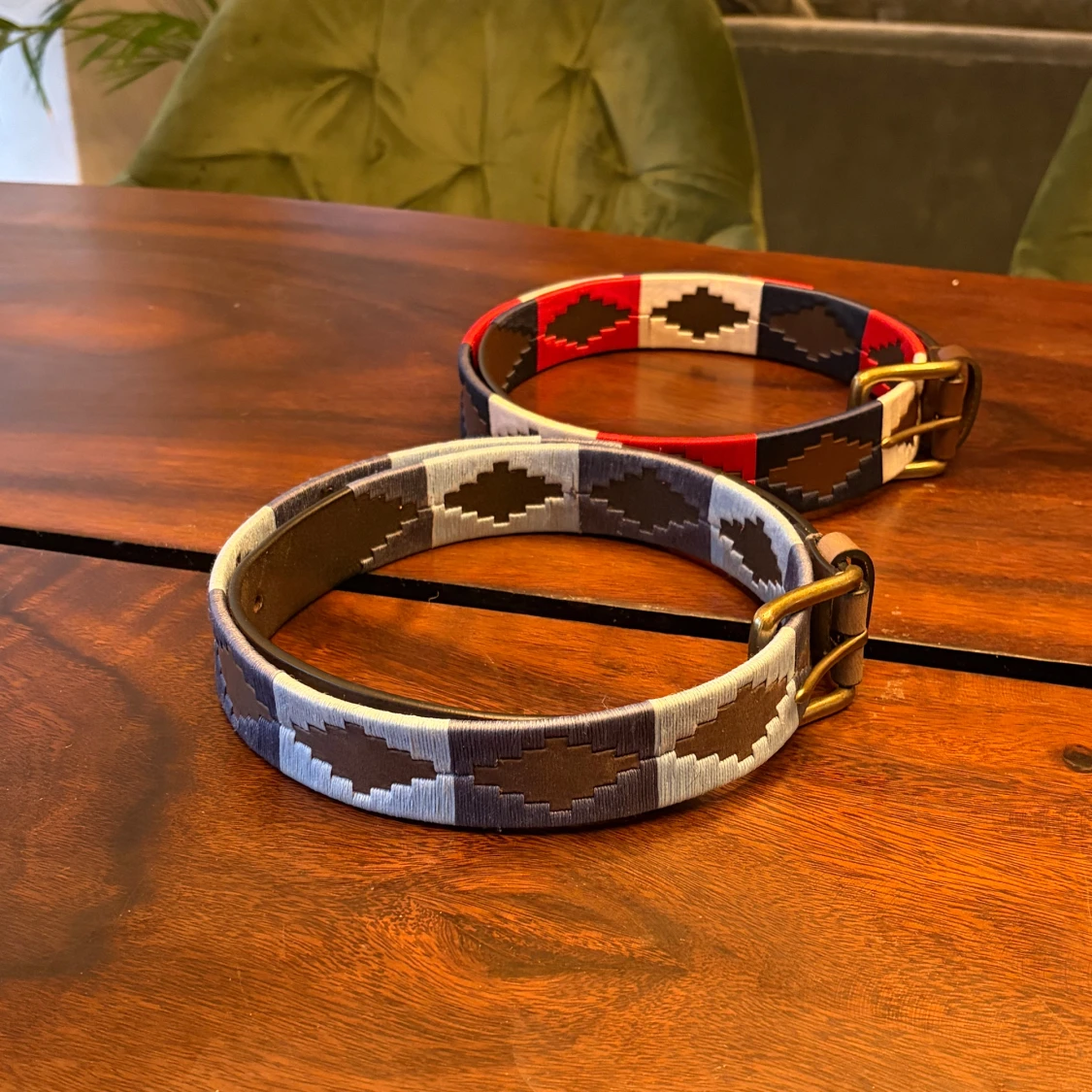 Mörkblå-ljusblå broderat bälte - 4