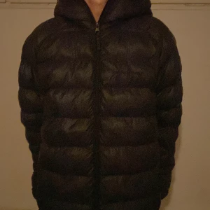 Grön pufferjacka med huva - Säljer en grön pufferjacka från peak performance med huva och dragkedja framtill. Jackan har en quiltad look med breda kanaler och en skön,  passform. Perfekt för kalla dagar när du vill hålla värmen och ändå se stilren ut. Den har en lite defekt som inte syns när du går ute. Om seriöst intresse kan jag skicka bil på det. 