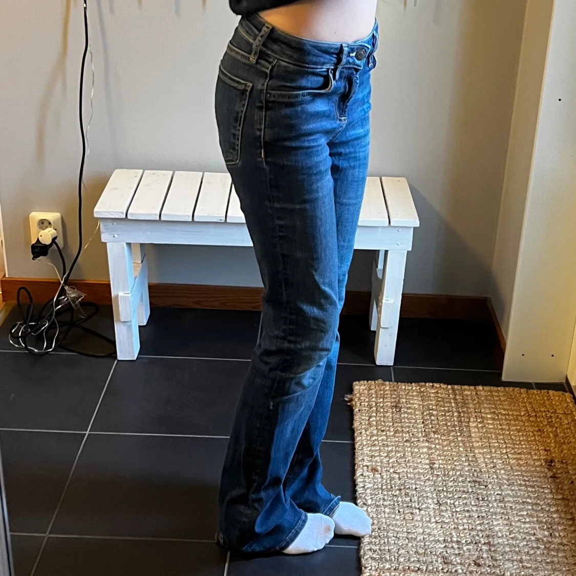 Mörkblå bootcut lowwaist jeans - 1