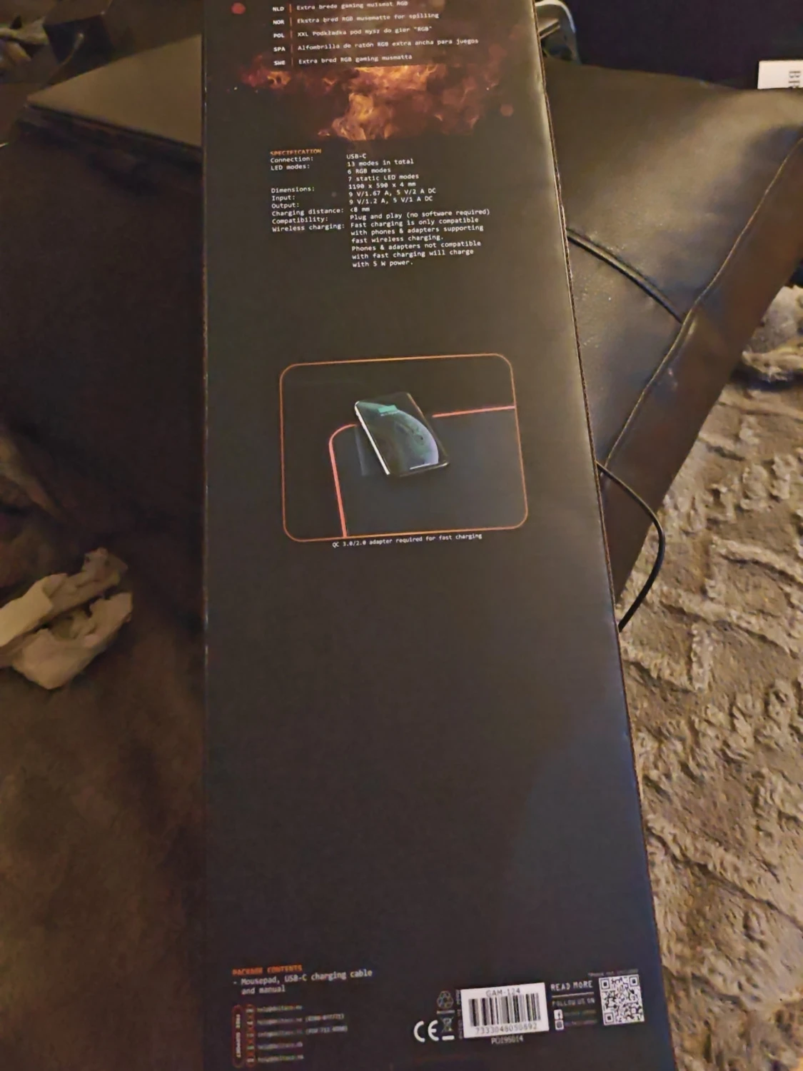 GAM-144 RGB Mousepad XXL Wireless Charging - 1