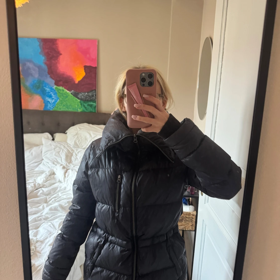 Mörkblå lång pufferjacka från Samsoe Samsoe - 3