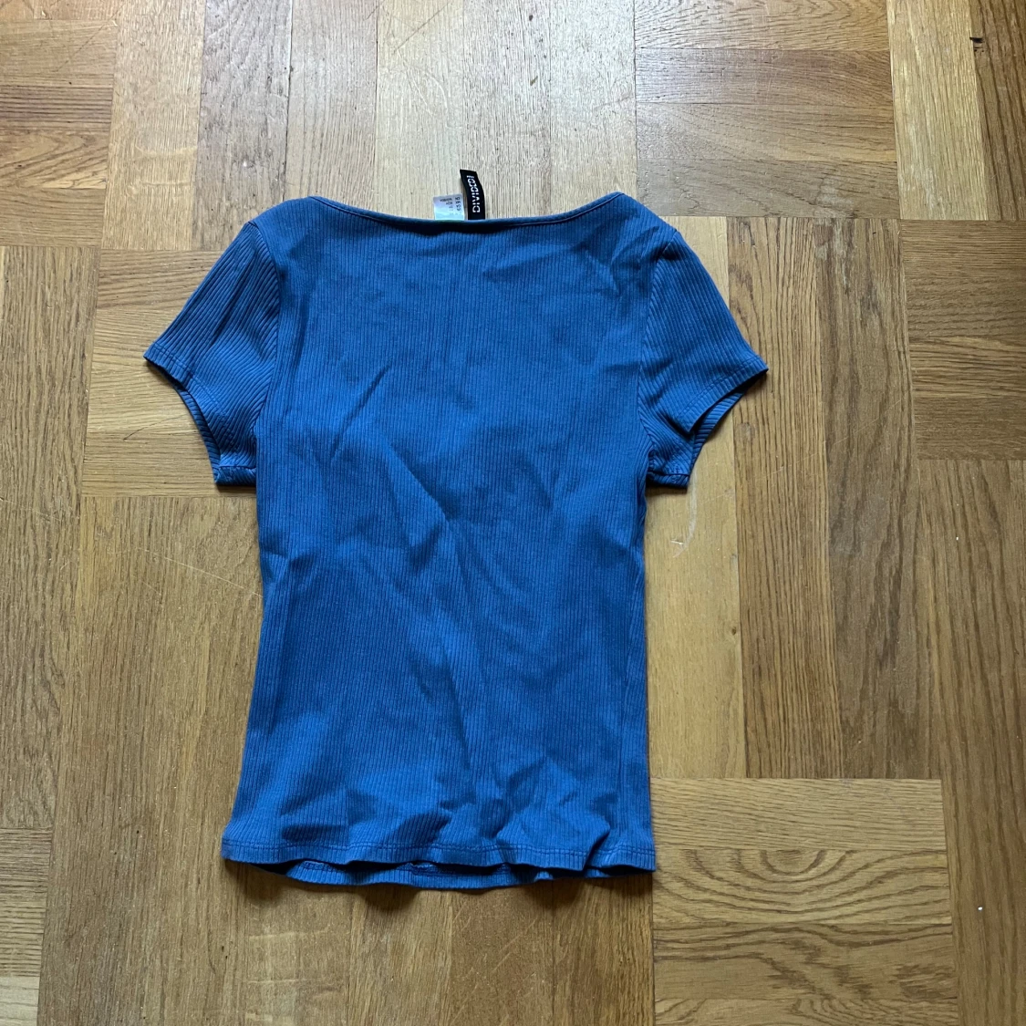 Blå ribbad croppad topp H&M - 2