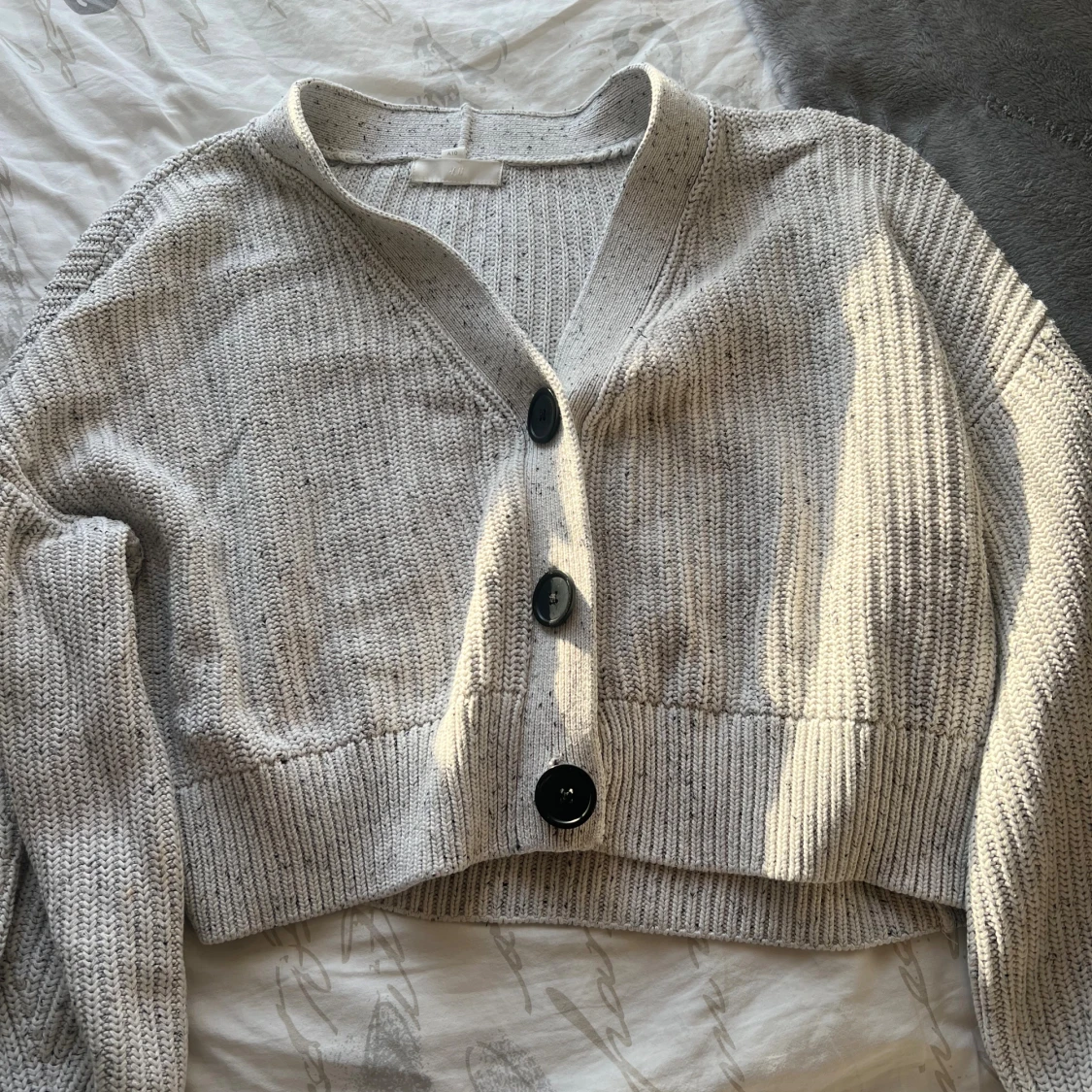 Ljusgrå chunky stickad kofta från H&M - 4