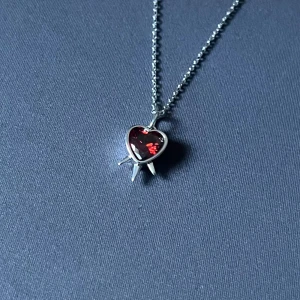 Silver Red Arrow Heart - 45cm. Rostfri