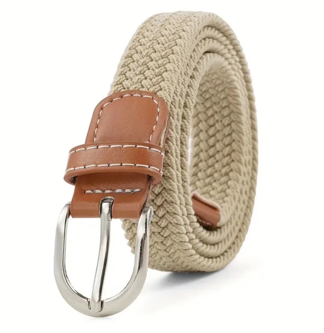 Flätat bälte - Beige