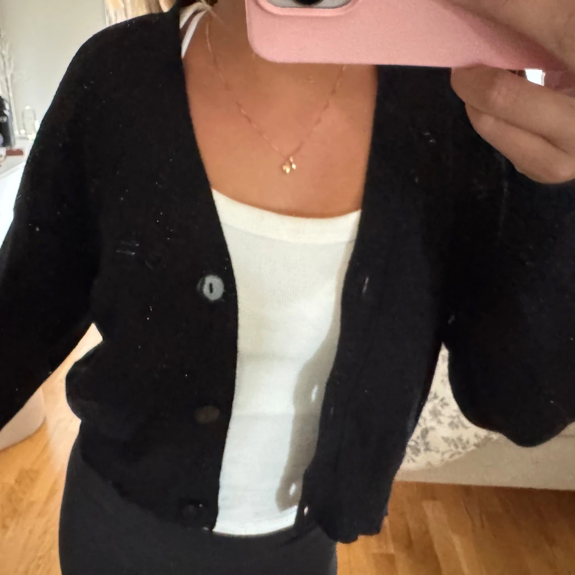 Svart croppad kofta med knappar - 1