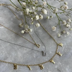 SISTER halsband Peg & Penny x Guldfynd - Superfint halsband i guldton från Peg & Penny x Guldfynd med bokstäverna SISTER som hängande berlocker. Kedjan är tunn och elegant, perfekt för att ge en personlig touch till din stil. Kommer i original ask. Gjort i äkta guld!!