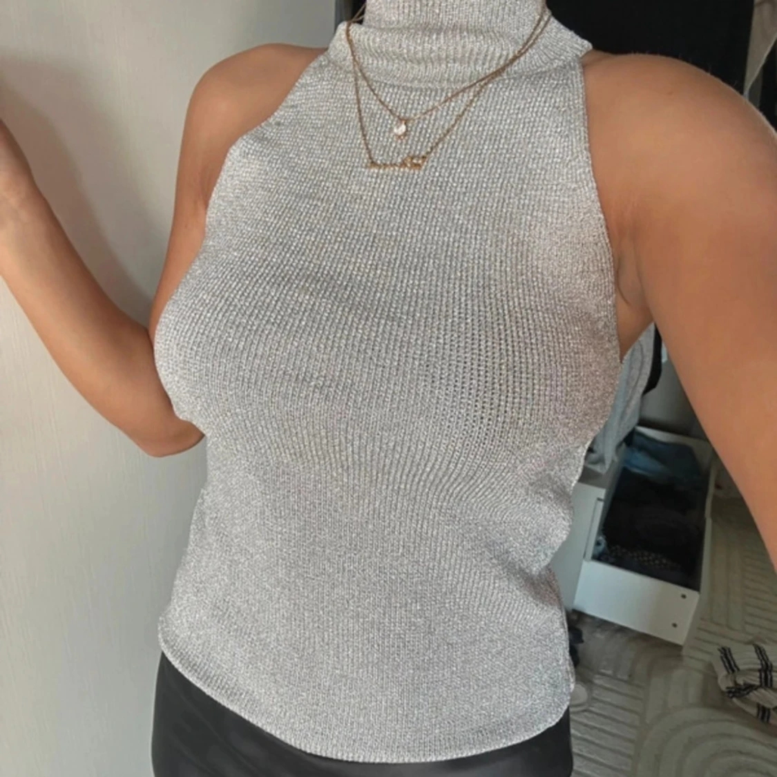 Glitter topp stickad