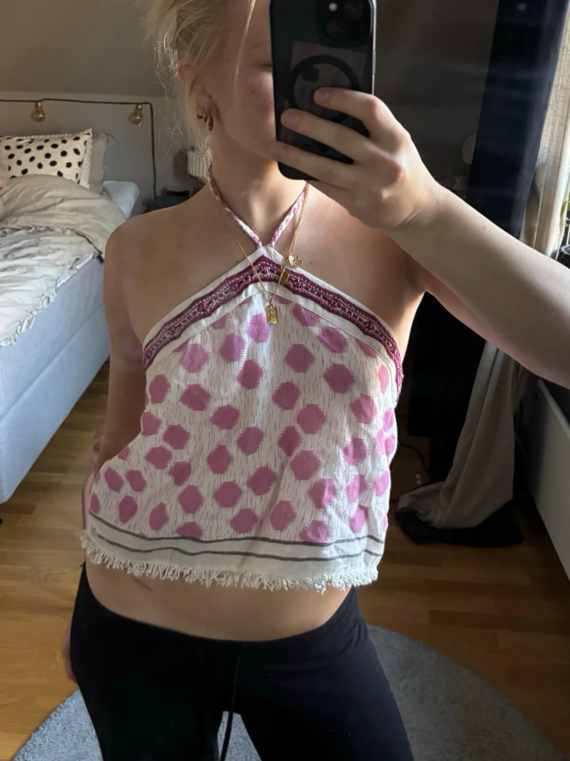 Prickig halterneck linnetopp - 1