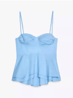 Ljusblå topp med volang från Zara - Supersöt ljusblå topp från Zara som jag har andvänt en gång! 