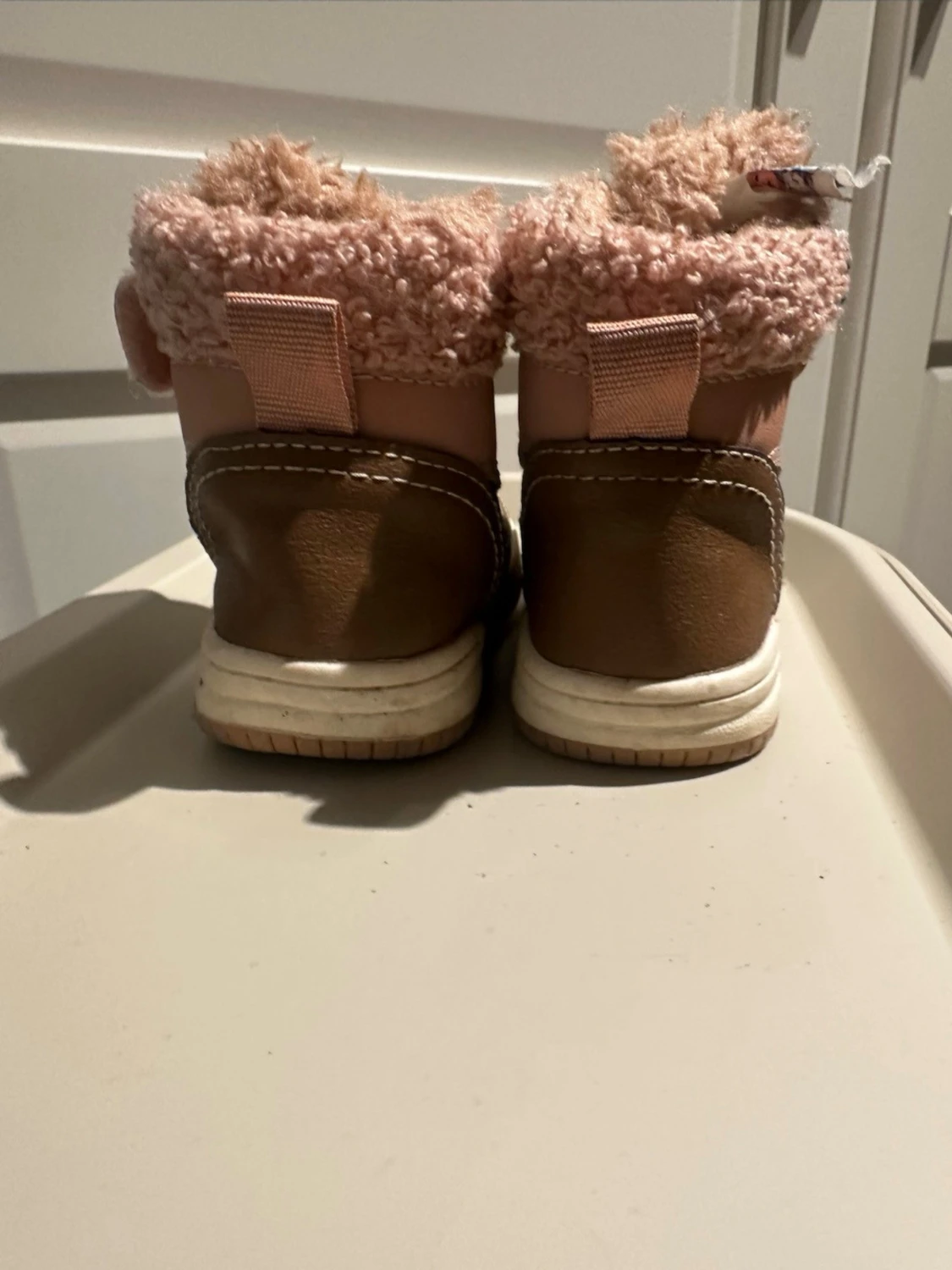 Beige och rosa fodrade boots strl 18/19 - 1
