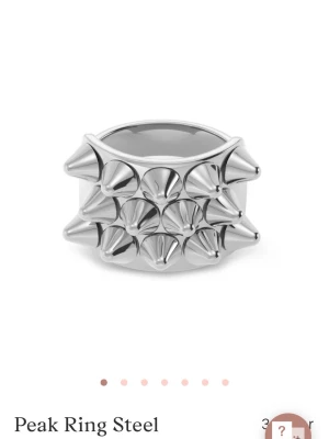 Silvrig ring med nitar - Ring från Edblad med nitar, skulle inte säga den har några tydliga tecken på användning men är använd fåtal gånger, storlek 19,50 som motsvarar L-XL