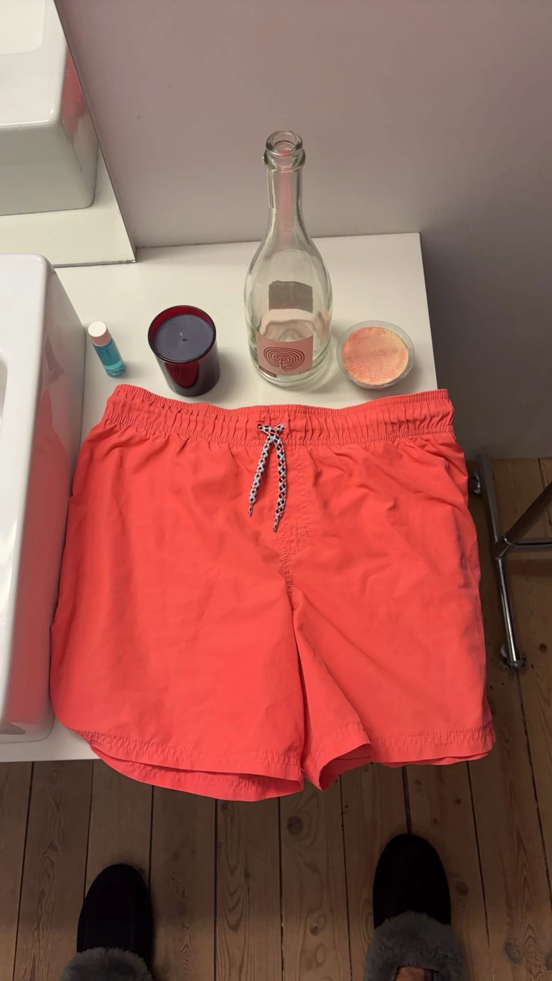 Korallrosa badshorts 