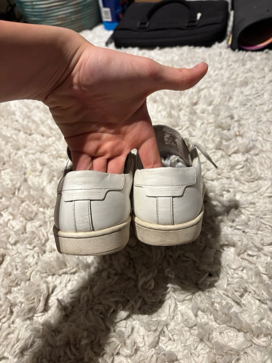 Vita Saint Laurent sneakers i skinn - 3