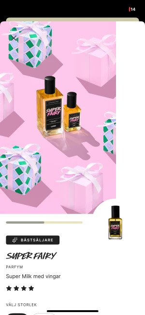 Super Fairy parfym från Lush 30ml - Super Fairy är en populär parfym från Lush med cool design och ungdomlig vibe. Perfekt för dig som vill sticka ut och testa något nytt. 420kr nypris. Den är testsprutad en gång annars helt oavvänd💕