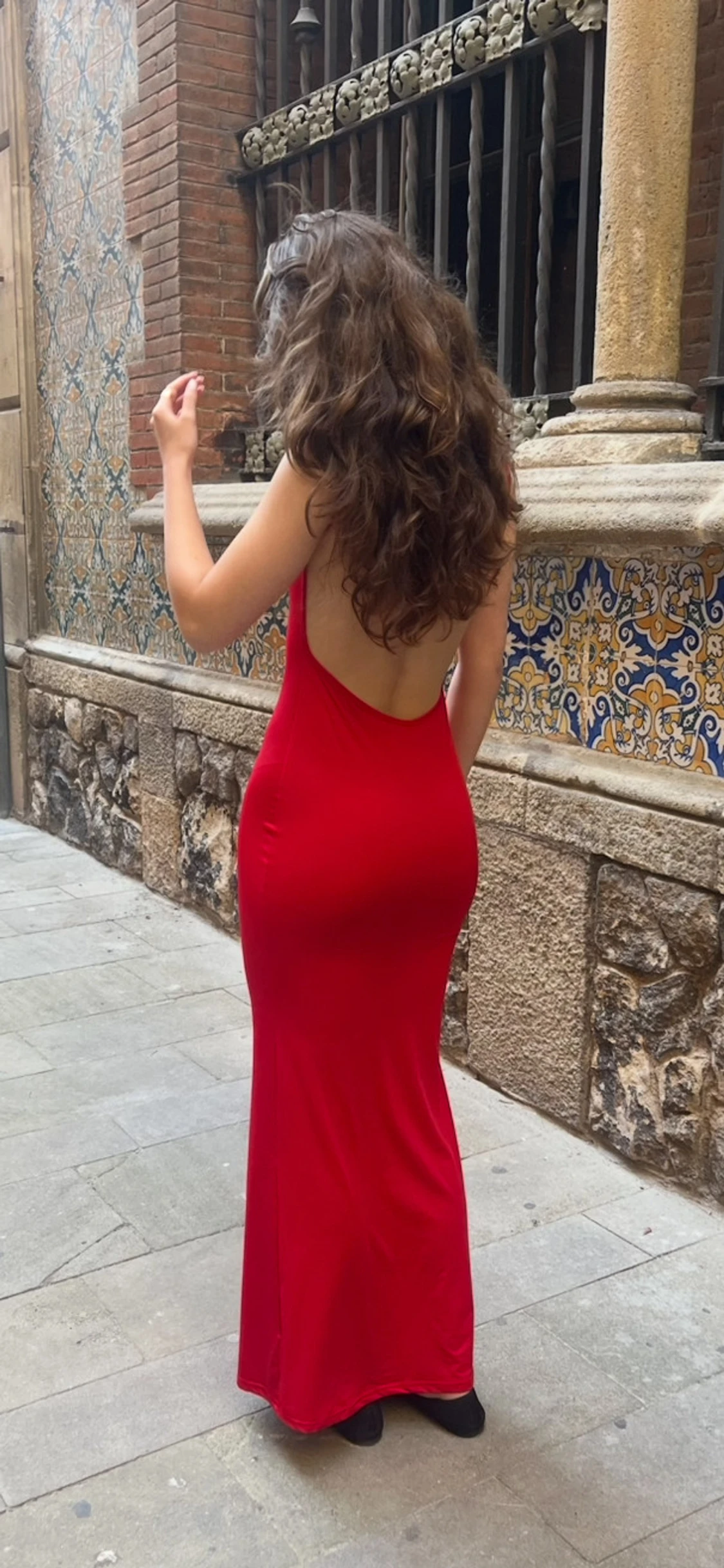 Långklänning med öppen rygg