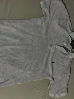 Ljusgrå piké från Ralph Lauren - Säljer en ljusgrå pikétröja från Ralph Lauren med klassisk krage och två knappar framtill. Tröjan har korta ärmar och den ikoniska broderade loggan på bröstet. Perfekt för en clean och stilren look.