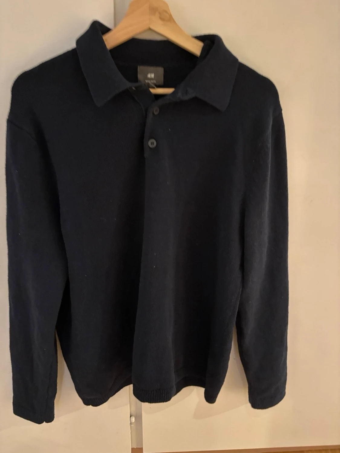 Mörkblå stickad pikétröja H&M - 1